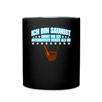 Sauna Saunisten Heißer Saunist Saunieren - Tasse einfarbig - Schwarz - Vorne