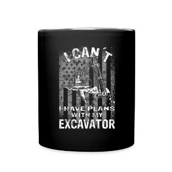Excavator - construction worker - excavator operator - Full Colour Mug - black - Front