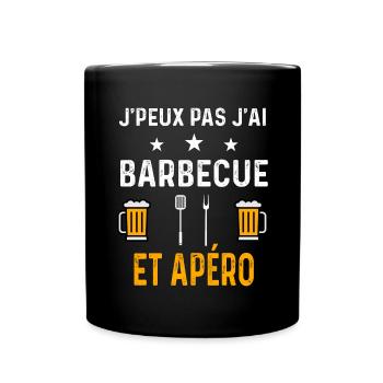 je peux pas j'ai barbecue ustensiles et apéro - Mug uni - noir - Devant
