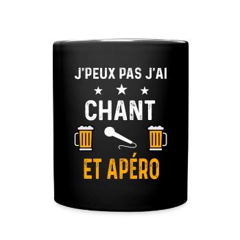 je peux pas j'ai chant micro et apéro - Mug uni - noir - Devant