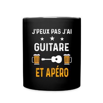je peux pas j'ai guitare et apéro - Mug uni - noir - Devant