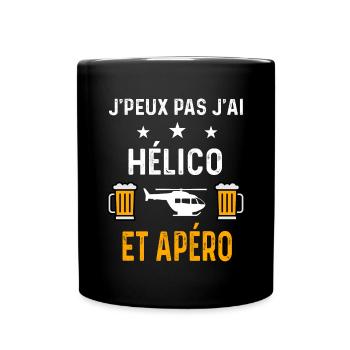 je peux pas j'ai hélico et apéro - Mug uni - noir - Devant
