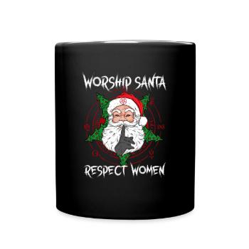 Adorer le Père Noël Respectez les femmes I Diable Pentagramme - Mug uni - noir - Devant