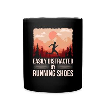 Distrait par les chaussures de course - Runner Laufen Runner - Mug uni - noir - Devant