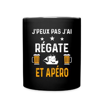 je peux pas j'ai régate et apéro - Mug uni - noir - Devant