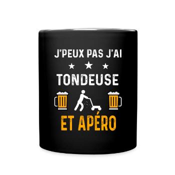 je peux pas j'ai tondeuse et apéro - Mug uni - noir - Devant