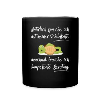 Lustiges Schildkröten Design Haustier - Tasse einfarbig - Schwarz - Vorne