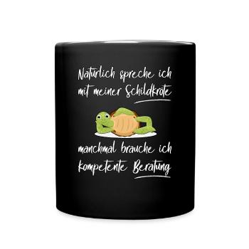 Lustiges Schildkröten Design Haustier - Tasse einfarbig - Schwarz - Vorne