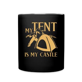 Camping Campen Zelten Zelt Camper - Tasse einfarbig - Schwarz - Vorne