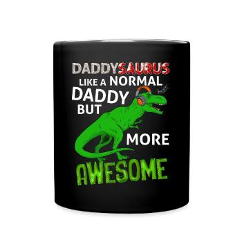 daddysaurus Der beste geniale Dinosaurier Papa - Tasse einfarbig - Schwarz - Vorne