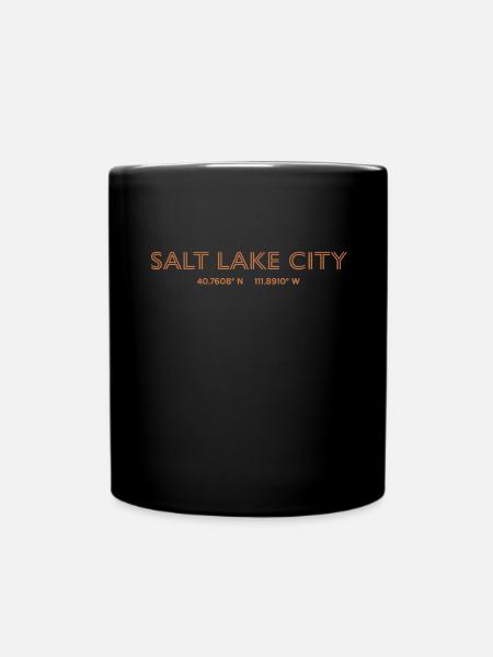 USA Stadt Koordinaten - Salt Lake City - Tasse einfarbig - Schwarz