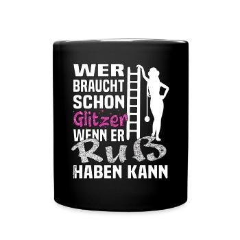 Frauen im Handwerk Schornsteinfegerin Berufs - Tasse einfarbig - Schwarz - Vorne