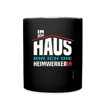 Lustiges Haus das Frauen Beruf Bauherrin stolze - Tasse einfarbig - Schwarz - Vorne
