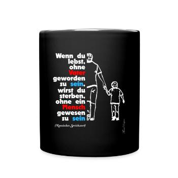 Papa ist der Beste Mann, russisches Sprichwort - Tasse einfarbig - Schwarz - Vorne