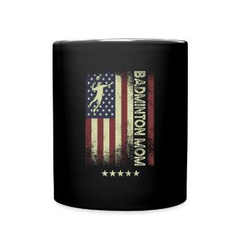 USA Flagge - Badminton Mutter - Tasse einfarbig - Schwarz - Vorne