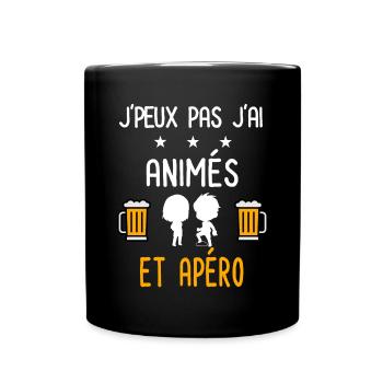je peux pas animés - Mug uni - noir - Devant