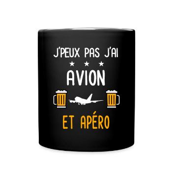 je peux pas avion - Mug uni - noir - Devant