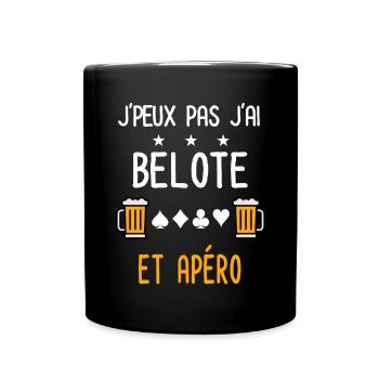 je peux pas belote - Mug uni - noir - Devant