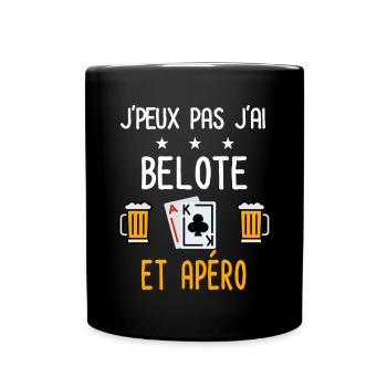 je peux pas belote cartes - Mug uni - noir - Devant