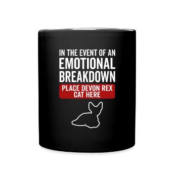 Emotional - Devon Rex Cat - Full Colour Mug - black - Front