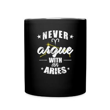Signe du zodiaque Ne jamais discuter avec un Bélier Bélier - Mug uni - noir - Devant