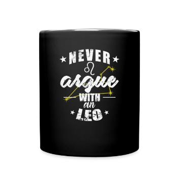 Signe du zodiaque Ne jamais se disputer avec un Lion - Mug uni - noir - Devant