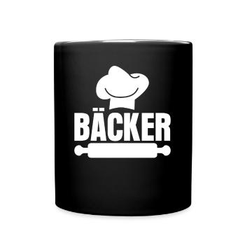 Bäcker Backen Bäckerei - Tasse einfarbig - Schwarz - Vorne