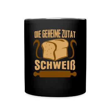 Bäcker Backen Spruch Bäckerei - Tasse einfarbig - Schwarz - Vorne
