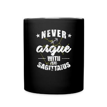 Signe du zodiaque Ne jamais discuter avec un Sagittaire - Mug uni - noir - Devant
