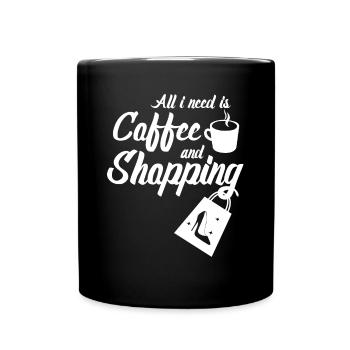 Shopping Einkaufen - Tasse einfarbig - Schwarz - Vorne