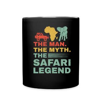 African Safari Mann Mythos Safari-Legende - Tasse einfarbig - Schwarz - Vorne