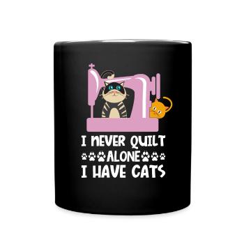 Quilter Seamstresses Saying Cat Love Pet - Full Colour Mug - black - Front