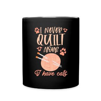 Quilter Näherinnen Spruch Katze Liebe Haustier - Tasse einfarbig - Schwarz - Vorne