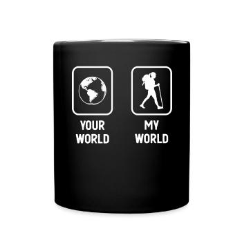 Deine Welt Meine Welt - Frauenwandern - - Tasse einfarbig - Schwarz - Vorne