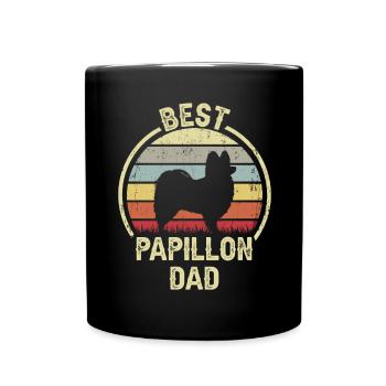 Bester Hundevater - Papillon - Tasse einfarbig - Schwarz - Vorne