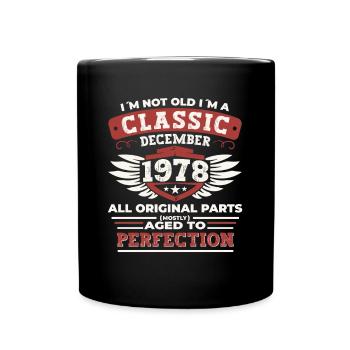 Classique Décembre 1978 - Cadeau de 44e anniversaire - Mug uni - noir - Devant