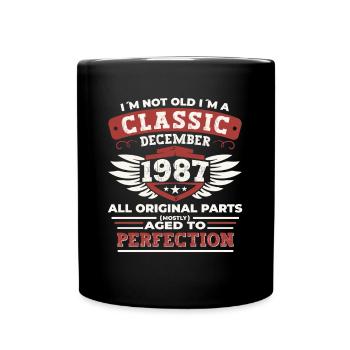 Classique Décembre 1987 - Cadeau de 35e anniversaire - Mug uni - noir - Devant