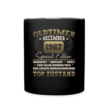Oldtimer Dezember 1967 - 55. Geburtstag Geschenk - Tasse einfarbig - Schwarz - Vorne