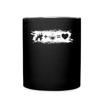 Grunge Rectangle - Heart - Coffee - Climbing - - Full Colour Mug - black - Front