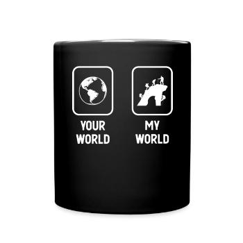 Deine Welt Meine Welt - Klettern - - Tasse einfarbig - Schwarz - Vorne