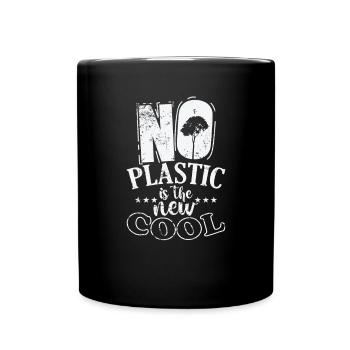 No Plastic is the new Cool Planet Earth - Full Colour Mug - black - Front