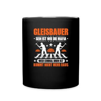 Gleisbauer Schienenarbeiter Gleisbau Track Laborer - Tasse einfarbig - Schwarz - Vorne