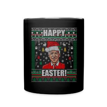 Drôle Biden Pull de Noël laid Joyeuses Pâques - Mug uni - noir - Devant