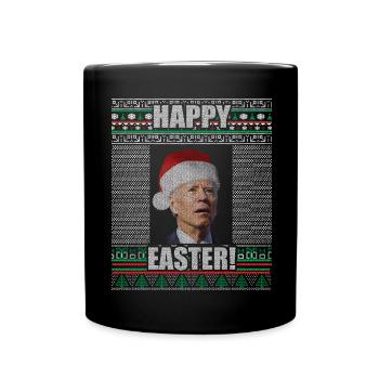 Drôle Biden Pull de Noël moche Joyeuses Pâques - Mug uni - noir - Devant