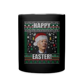 Drôle Biden Pull de Noël moche Joyeuses Pâques - Mug uni - noir - Devant