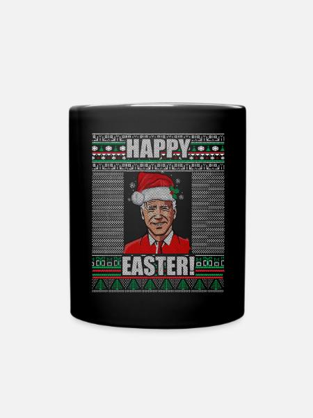 Lustiger Biden Hässlicher Weihnachtspullover Frohe Ostern - Tasse einfarbig - Schwarz