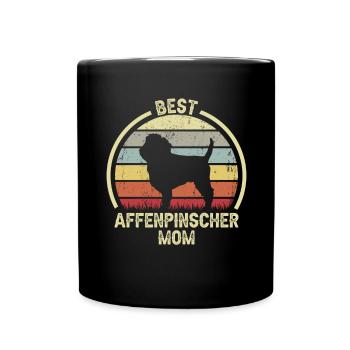 Hund Mom - Affenpinscher - Tasse einfarbig - Schwarz - Vorne