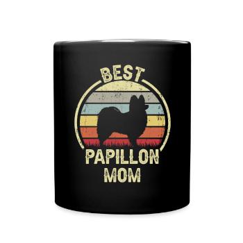 Hund Mom - Papillon - Tasse einfarbig - Schwarz - Vorne