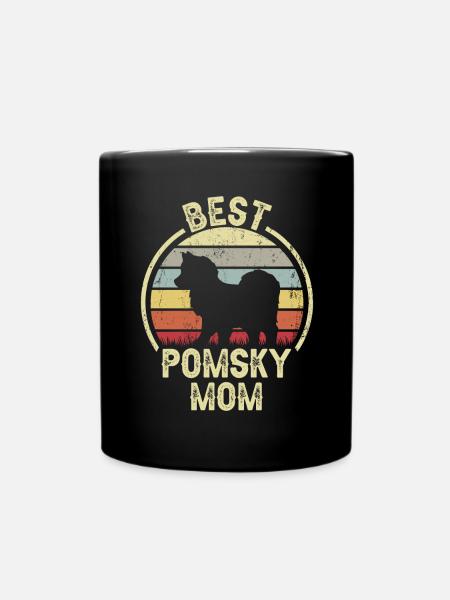 Hund Mom - Pomsky - Tasse einfarbig - Schwarz