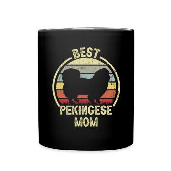 Hund Mom - Pekingese - Tasse einfarbig - Schwarz - Vorne